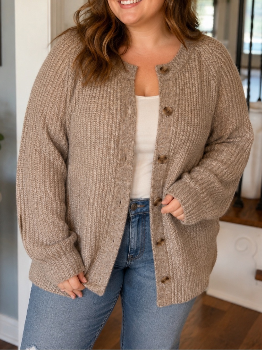 NWT Sonoma Goods For Life Cozy Cardigan Sweater. Women’s 1X Oat Heather | Warm